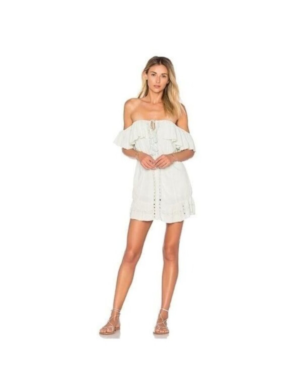 Ale By Alessandra Sage Green Off-The-Shoulder Mini Dress